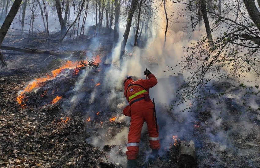 Incendio in Val di Susa: bruciano i boschi di Chiusa di San Michele