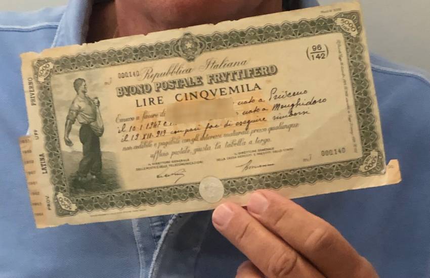 Trova un buono postale del 1957 valutato oltre 100mila euro: la battaglia di un pensionato pontino per ricevere il rimborso negato da Poste