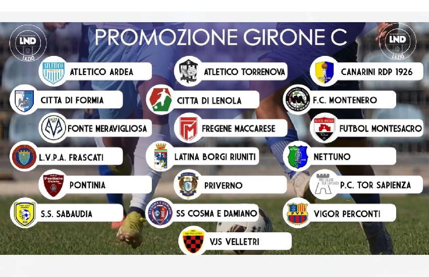 Calcio – La LND Lazio ha reso noti i gironi di Promozione. Le 8 pontine nel girone C. Il calendario