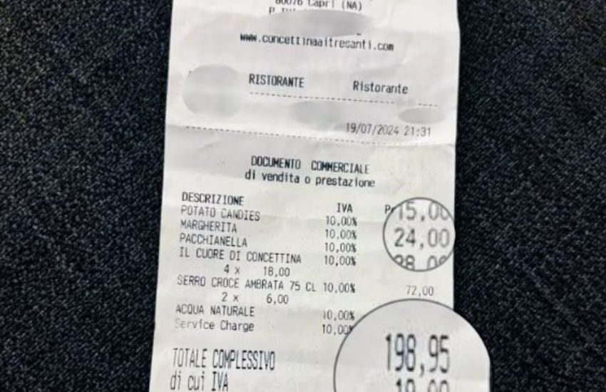 Capri: la pizza margherita di Concettina a 24€. Lo scontrino fa discutere