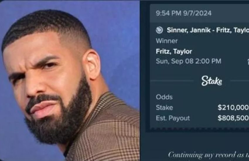 Il rapper Drake ha scommesso contro Sinner e ha perso 210 mila dollari