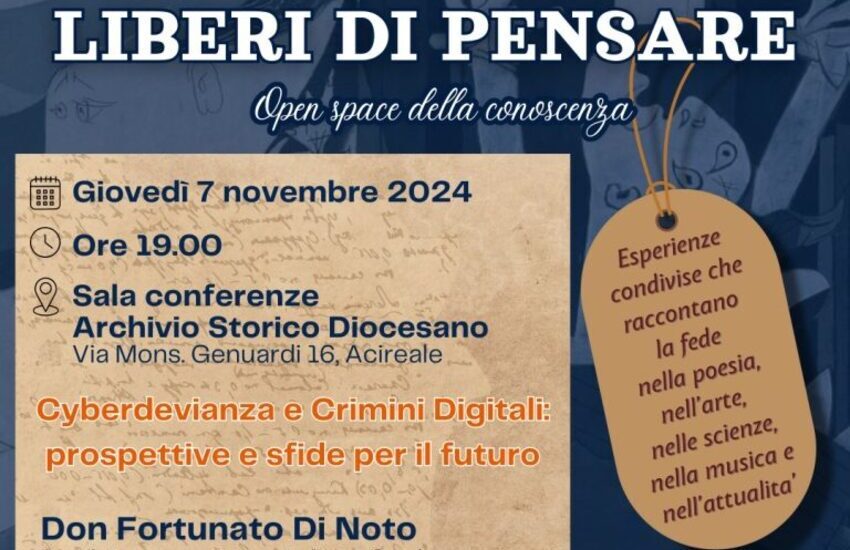 Acireale, gli incontri di ‘Liberi di pensare’: giovedì 7 novembre con Don Fortunato Di Noto