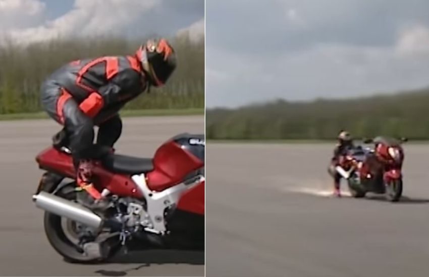 Trascinato dalla sua moto alla folle velocità di 260 km/h: il video fa il giro del web