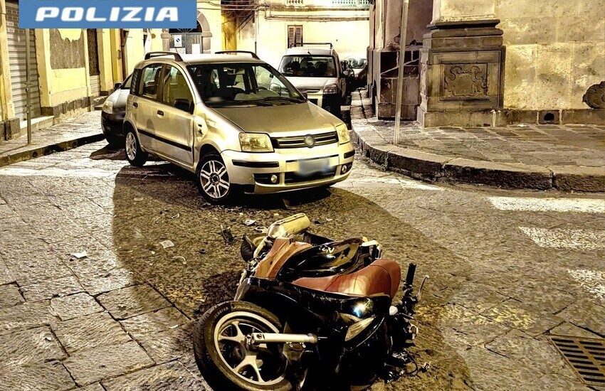 Acireale, minore senza patente, positivo alla cannabis, ha un incidente con lo scooter che risultava rubato