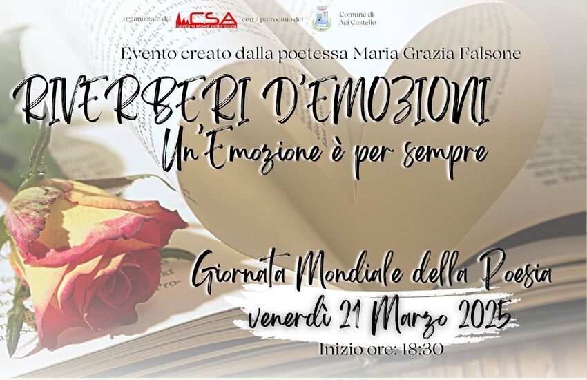 Aci Trezza, domani, 21 marzo, appuntamento con la poesia: ‘Riverberi d’emozioni. Un’emozione è per sempre’